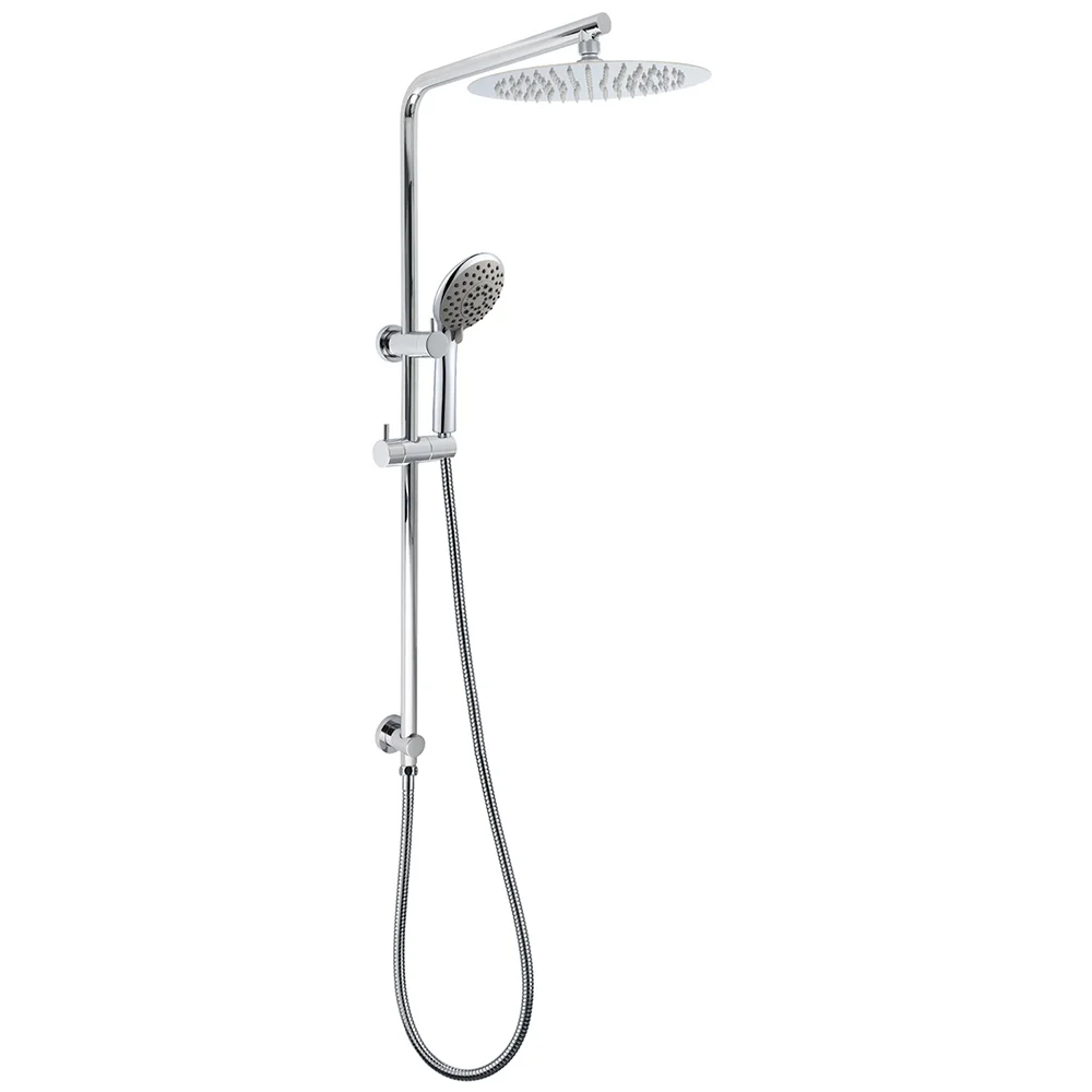 WELS Chrome Dual 10" Slim Rain Shower 5 Modes Handset Mixer Valve Sliding Rail + Single Mixer