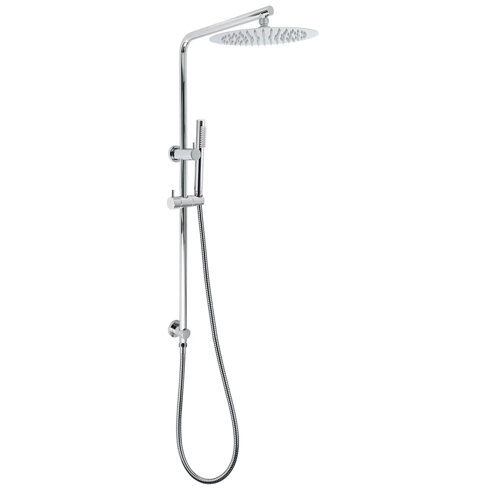 WELS 2 In 1 Shower Head Set Sliding Rail 3 Mode Handheld Arm 10" Round Chrome