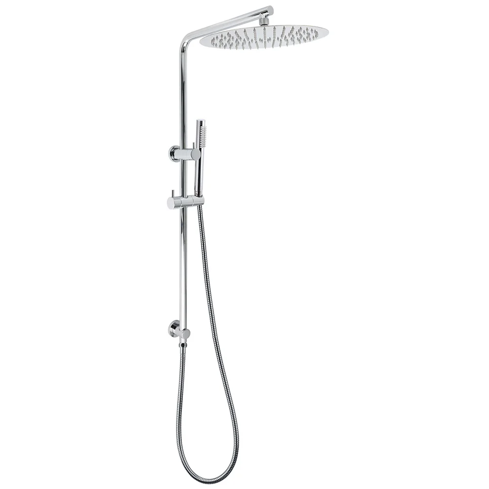 12" Rainfall + Brass Handheld Twin Shower Heads Rail Diverter Arm Round Set