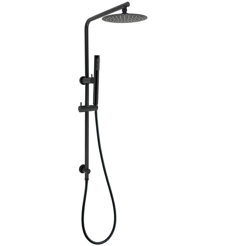 Matt Black Round 8" Rain Shower Head 3 Mode Handheld 2 in 1 Wall Arm Set