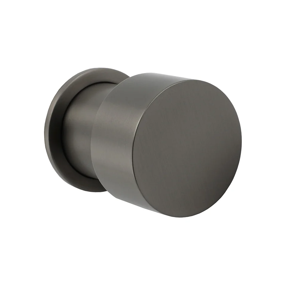 Gun Metal Round 1/4 Knob Handle Wall Mounted Shower Hot Cold Water Mixer Tap Kit