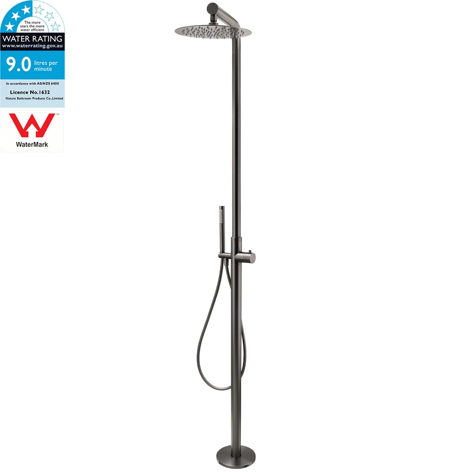 316 SUS WELS Gun Metal Twin Shower Handset Combo Outdoor Bath Rainfall 10" Head