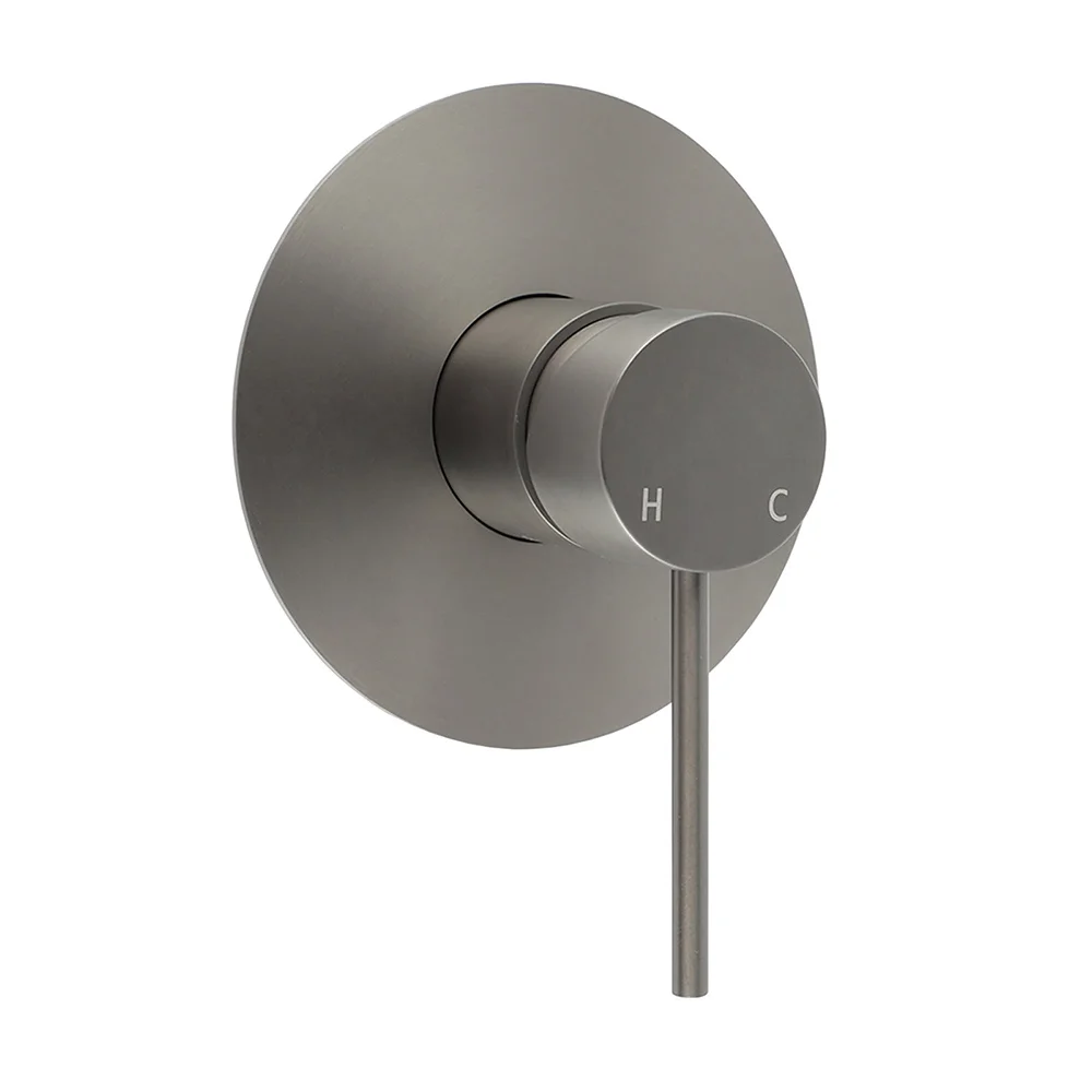 Watermark Gun Metal Grey Round Bathroom Shower Hot Cold Mixer Ceramic Cartridge