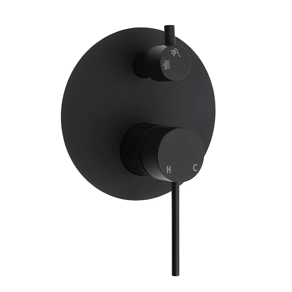 Stainless Steel Black Round Shower Mixer Diverter Lead Free Healthy For Bath Set