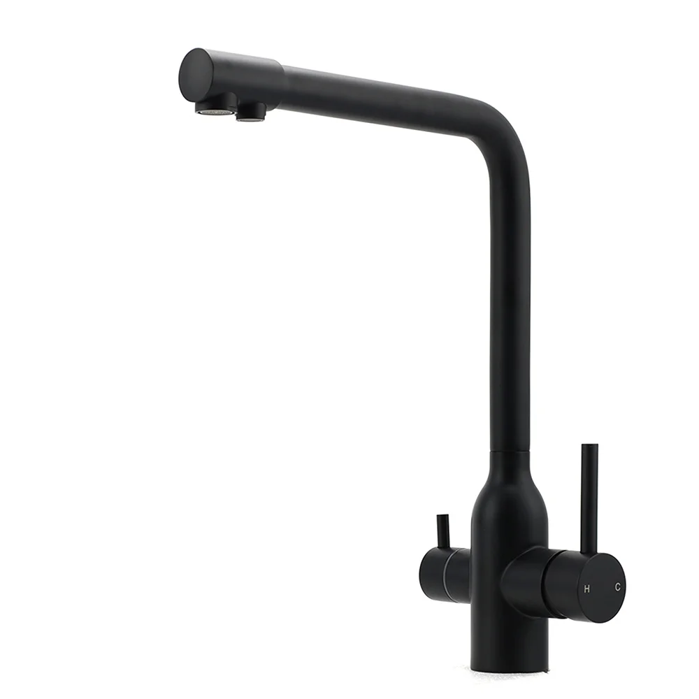 Matt Black 3 Ways Kitchen Mixer Tap Pury Water Sink Faucet 360 Swivel Spout Outlet
