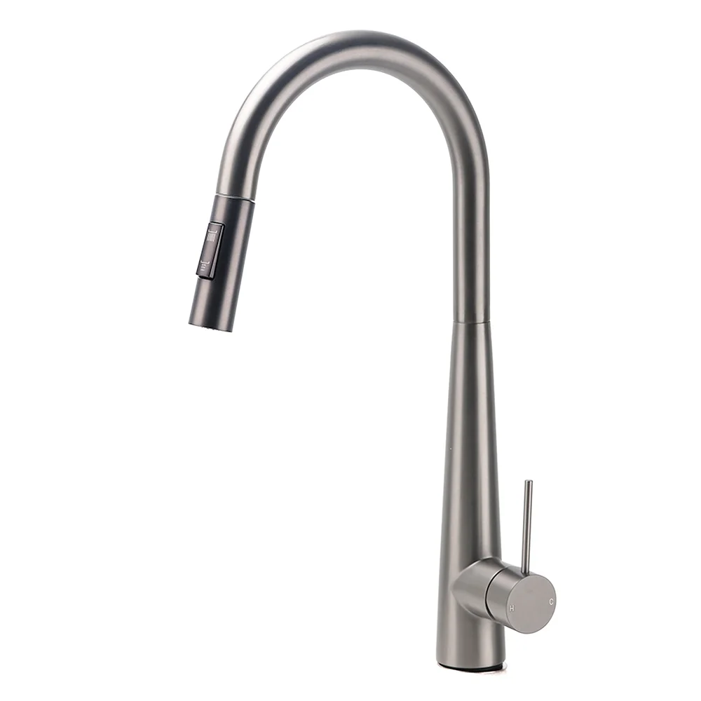 WELS Gun Metal Pull Out 2 Modes Spray Spout Kitchen Sink Tap Basin Faucet Mixer