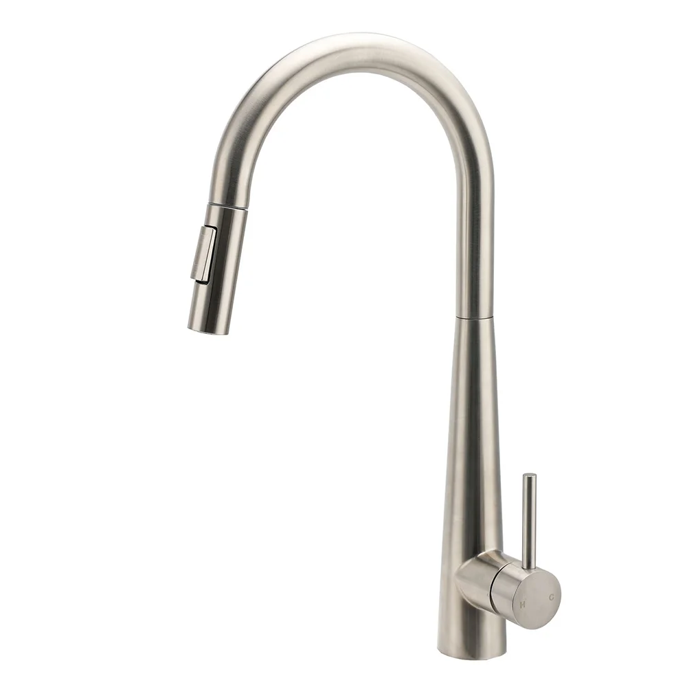 Brushed Nickel Pull Out Kitchen Tap Sink Mixer Faucet Spout 2 Modes Spray Outlet