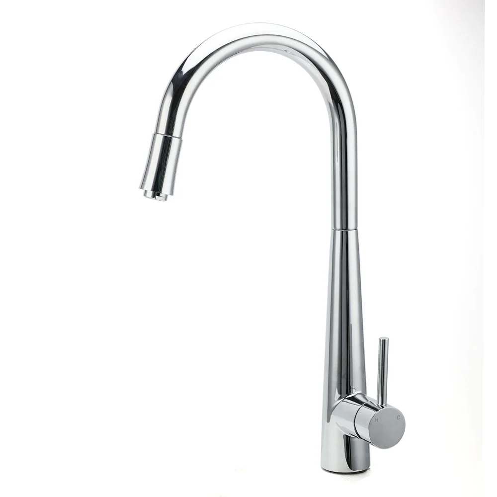 WELS Chrome Pull Out Kitchen Sink Tap Round Basin Mixer Faucet Flexible Spout