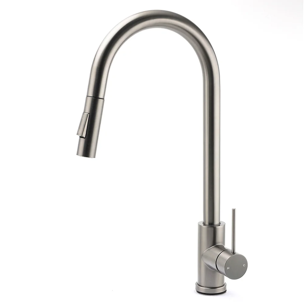 WELS Gun Metal Pull Out Kitchen Sink Tap Basin Mixer Faucet Flexible 2 Way Spout