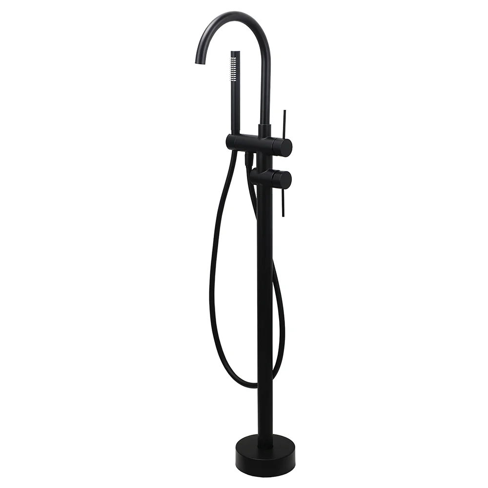 WELS Matt Black Bathtub Filler Free Standing Mixer Faucet Tap Spout HandHeld Set