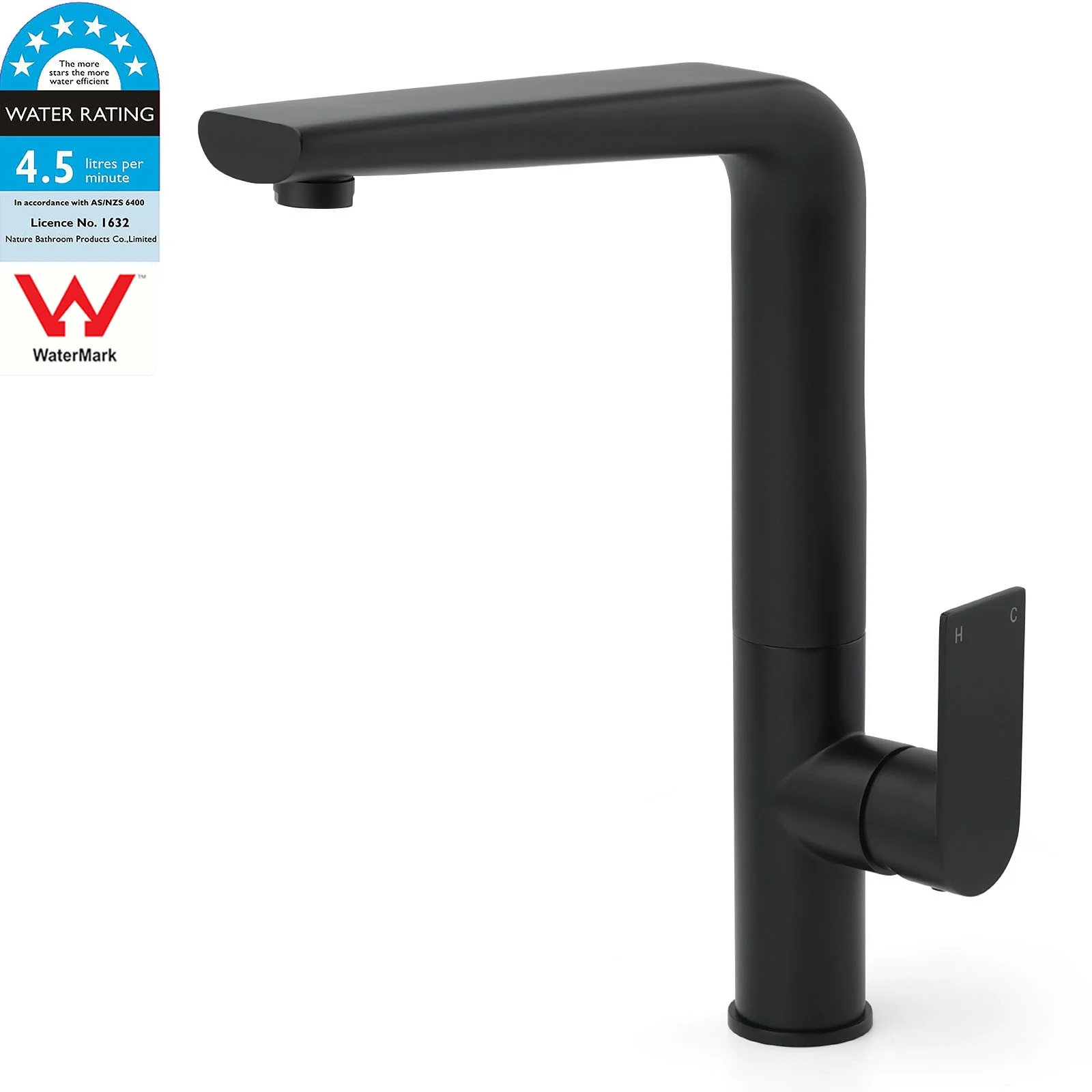 WELS Matte Black Round Kitchen Mixer Sink Tap Swivel Laundry Faucet Spout NEW