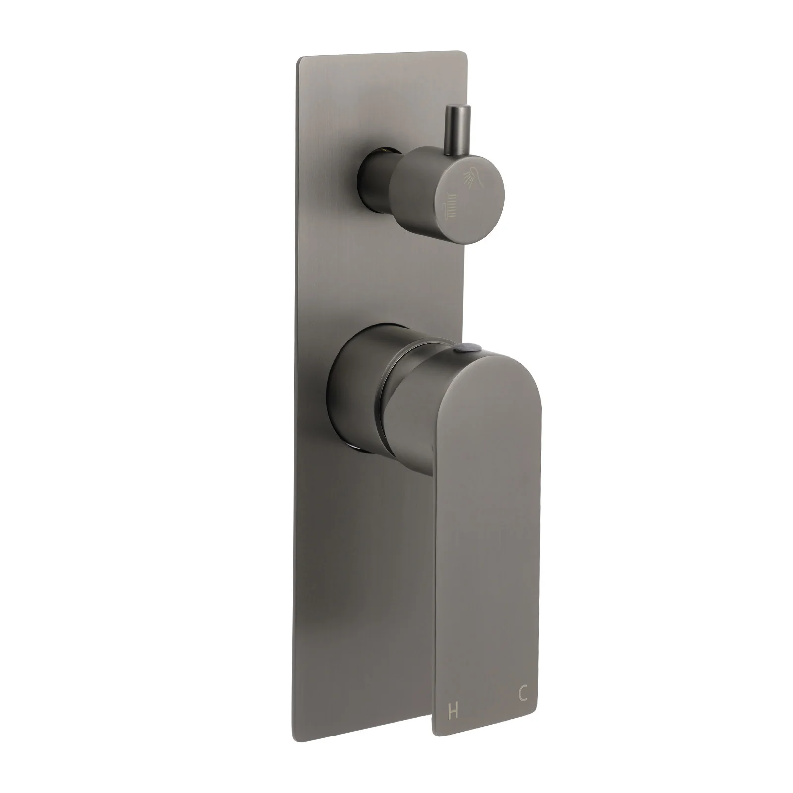 Gun Metal Grey Square Wall Mounted Shower Mixer Diverter 2 Ways Switch Valve Set