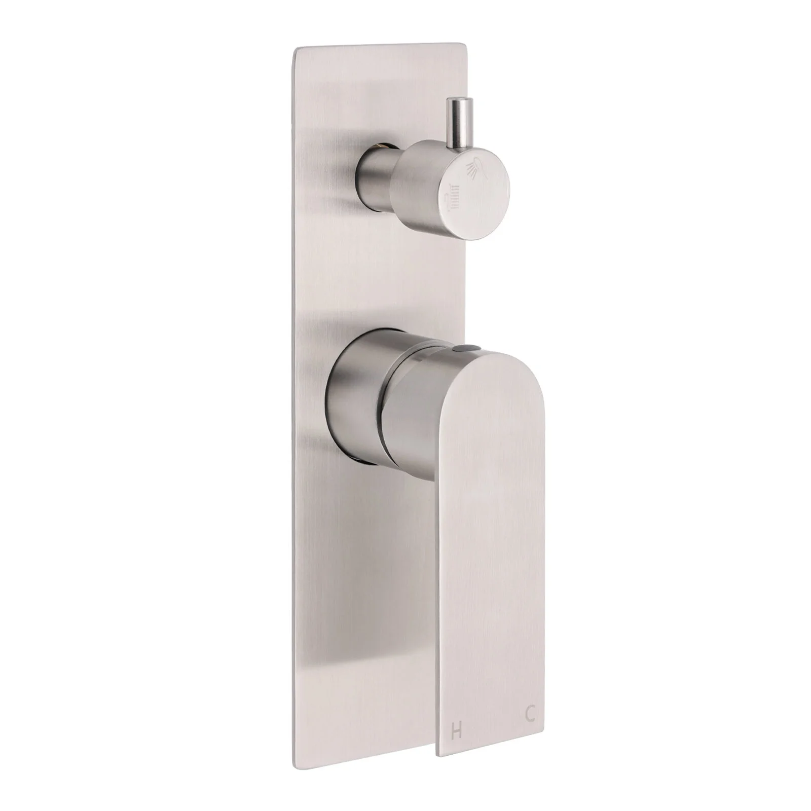 Brushed Nickel Silver Square Stylish 1/2inch Shower Mixer Diverter 2 Way Switch