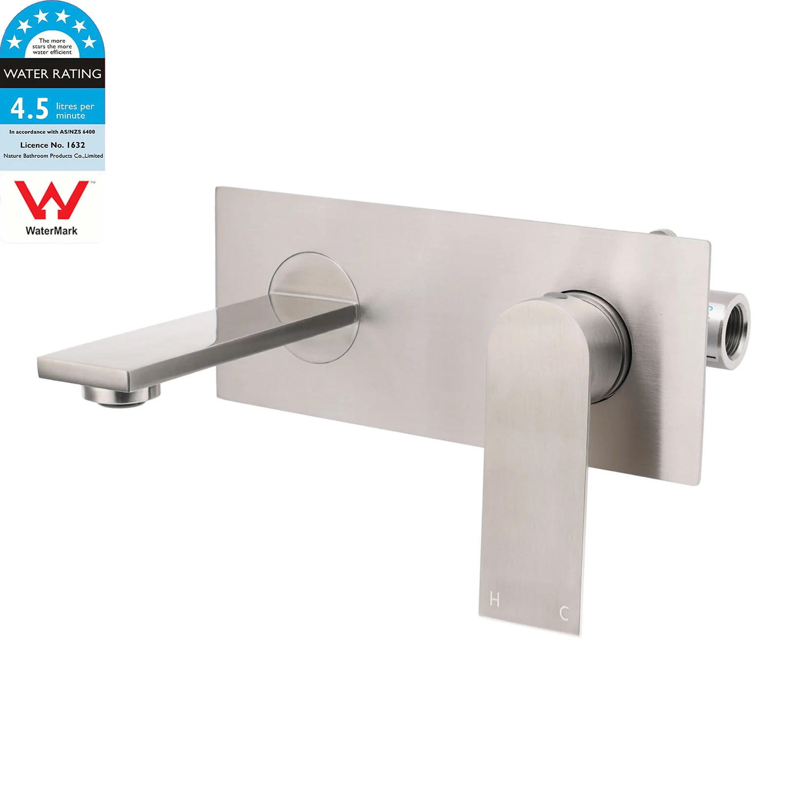 WELS Bruhsed Nickel Square Wall Concealed Basin Mixer Laundry Faucet Tap Spout