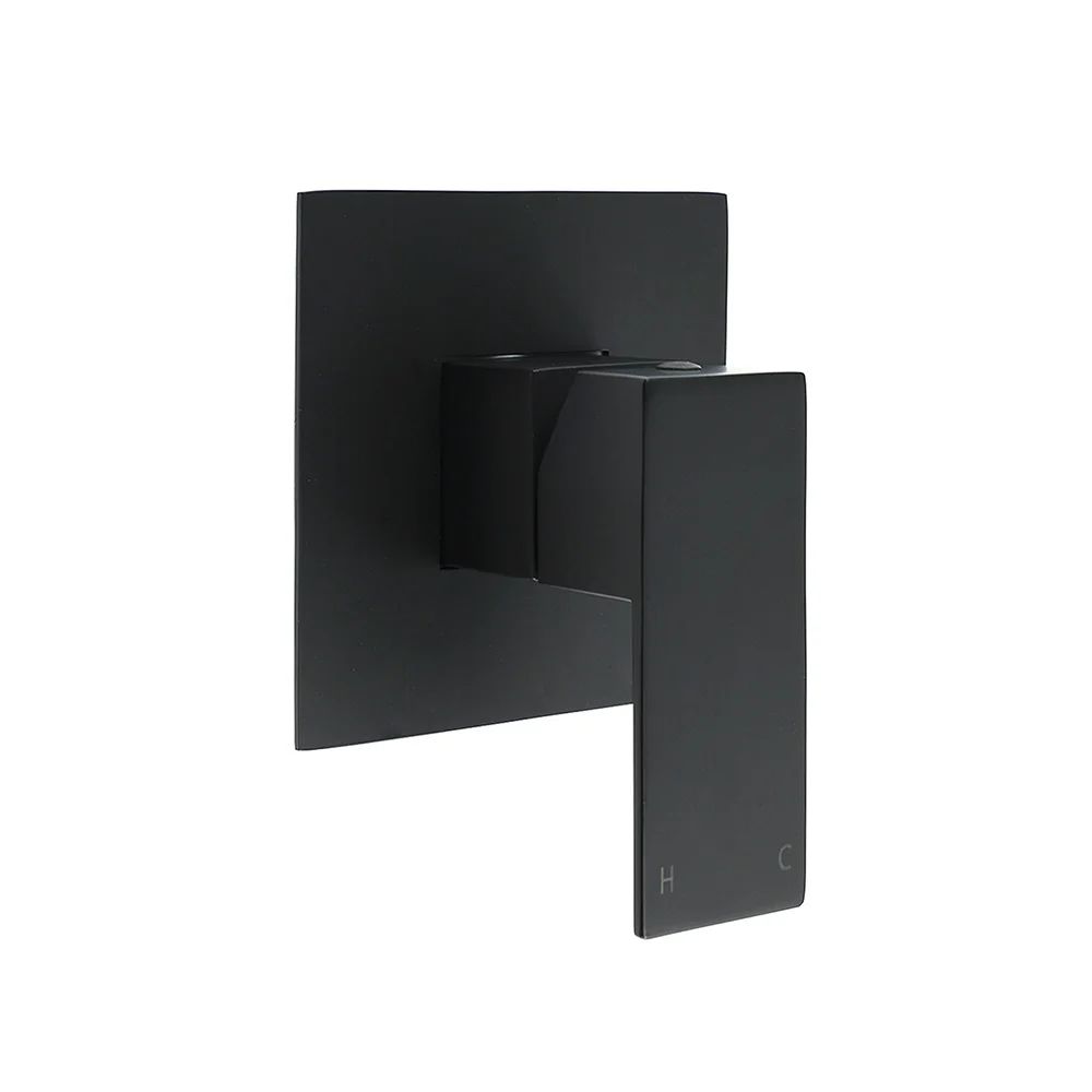 Matt Black Square Shower Mixer Hot Cold Tap Ceramic Cartridge Spindle Watermark