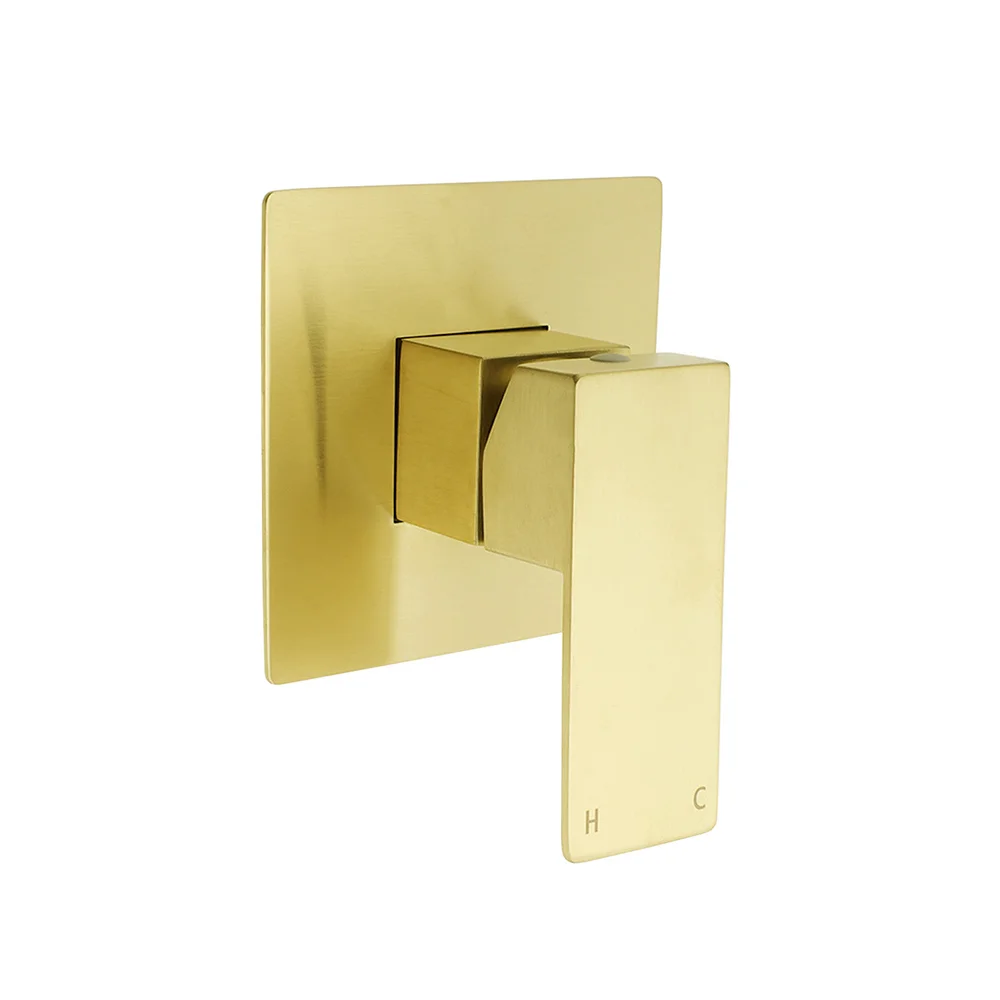 Brushed Gold Square Bath Shower Mixer Hot Cold Tap Ceramic Cartridge For Bath Set