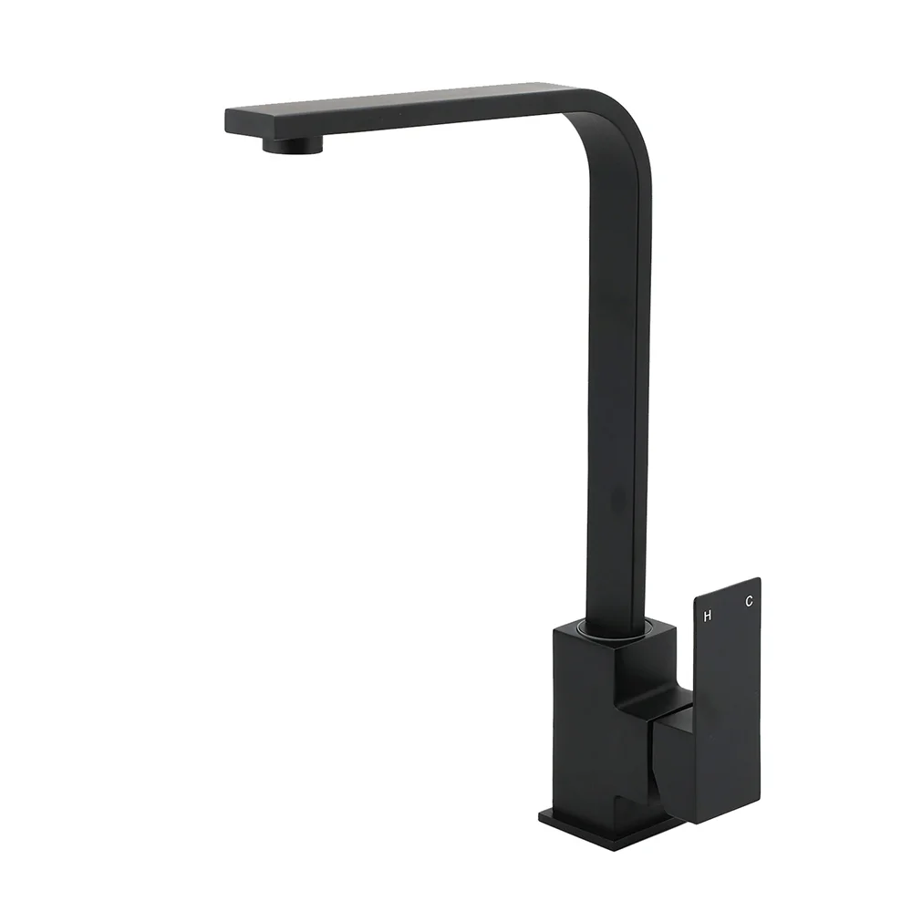 Matt Black Square Gooseneck 360 Swivel Laundry Sink Kitchen Mixer Faucet Tapware