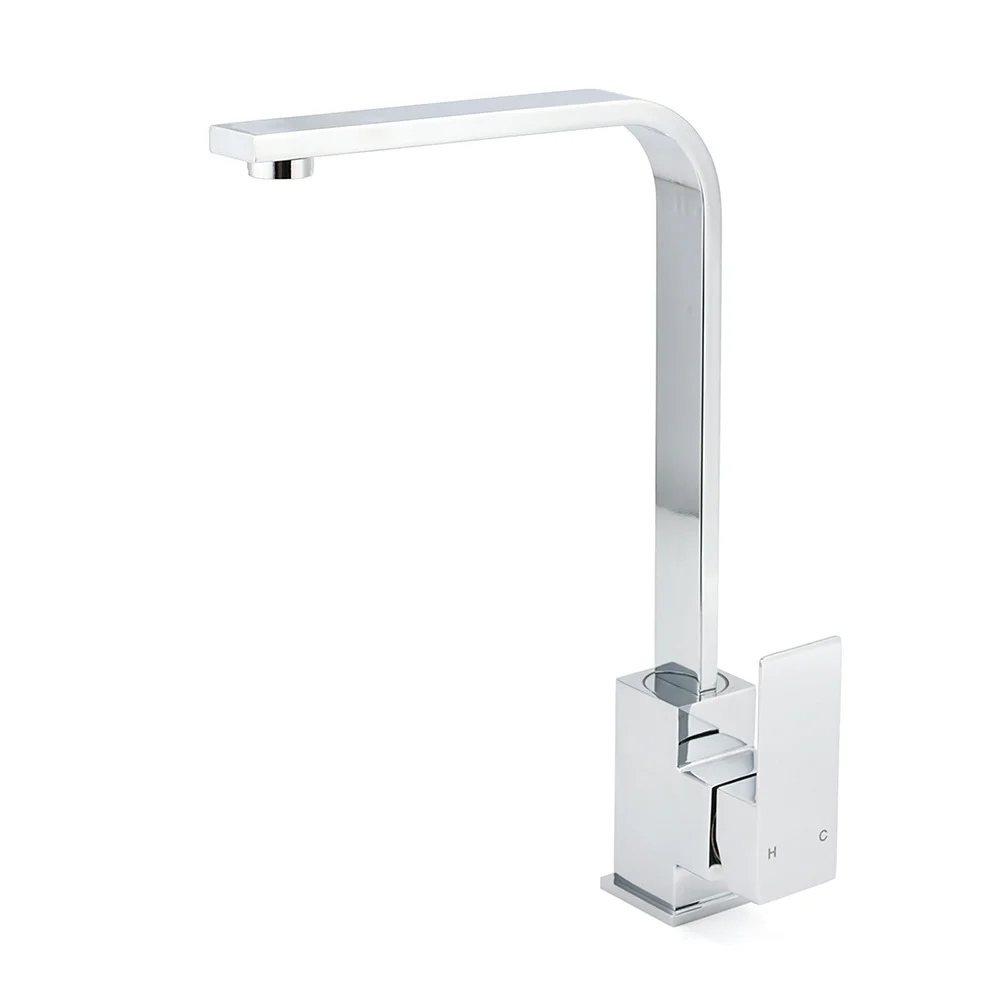 WELS Chrome Square Gooseneck Spout Swivel Laundry Sink Kitchen Mixer Faucet Tap