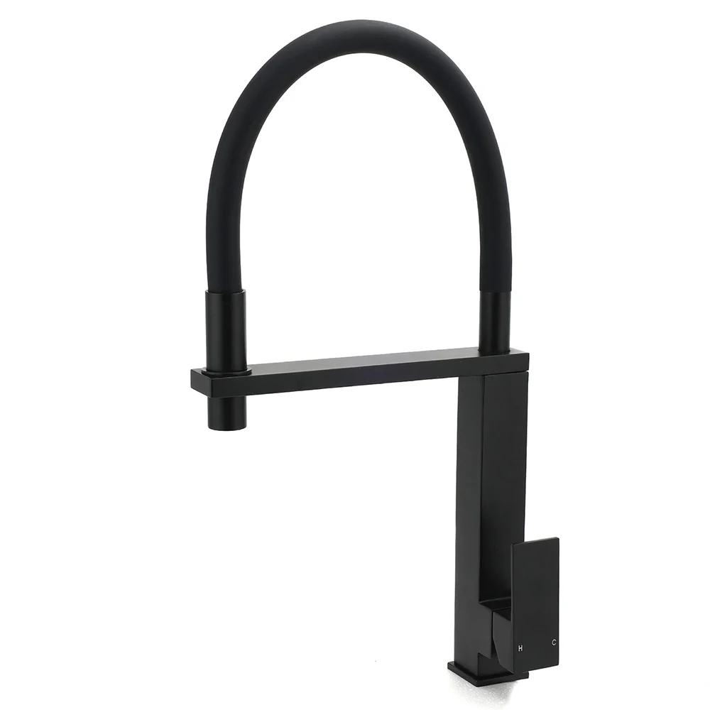 Matt Black Swivel Kitchen Sink Basin Mixer Swivel Faucet Tapware Pull Out Spout