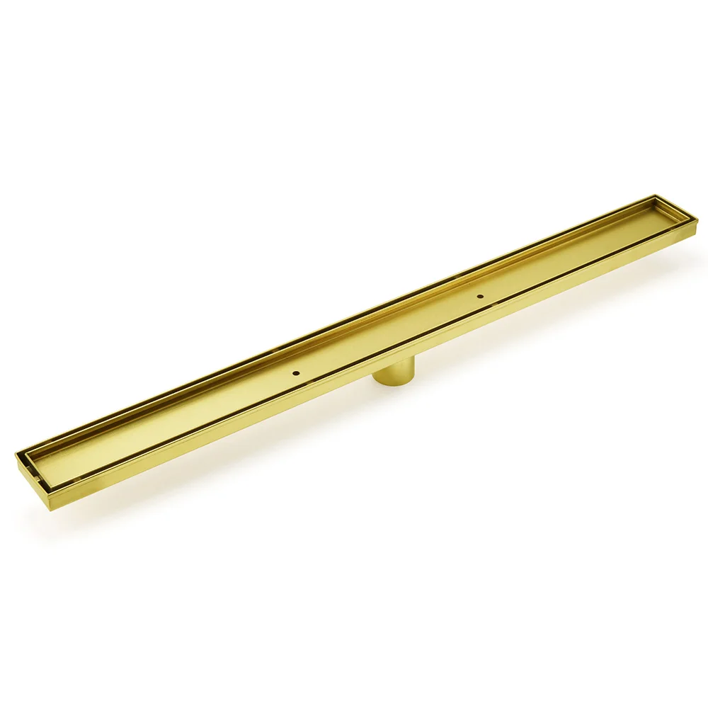 Brushed Gold 304SUS 800mm Tile Insert Shower Grate Floor Drain 50mm Waste Outlet