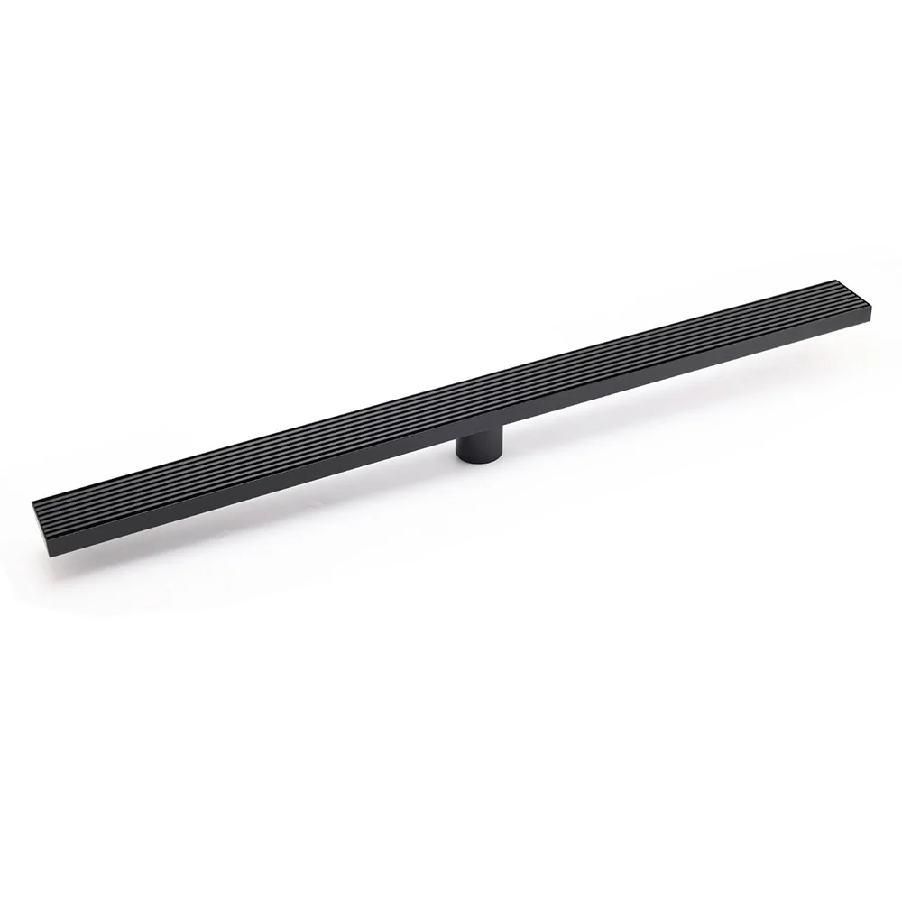 Matt Black 600mm Strip Fence Sword Shower Grate Floor Drain 50mm Waste Outlet
