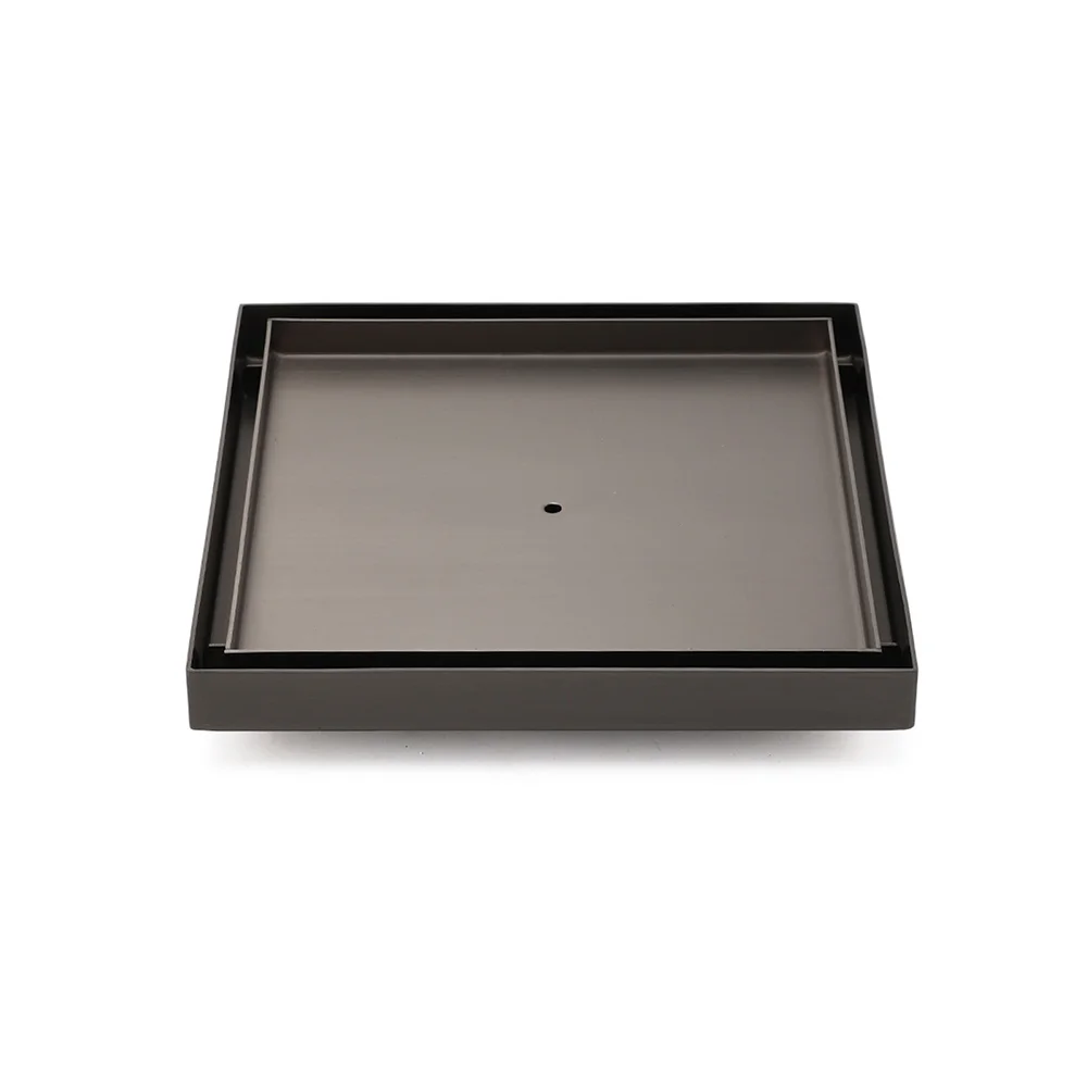Gun Metal Large Square 200x200mm Tile Insert Floor Drain Shower Grate 80mm Waste