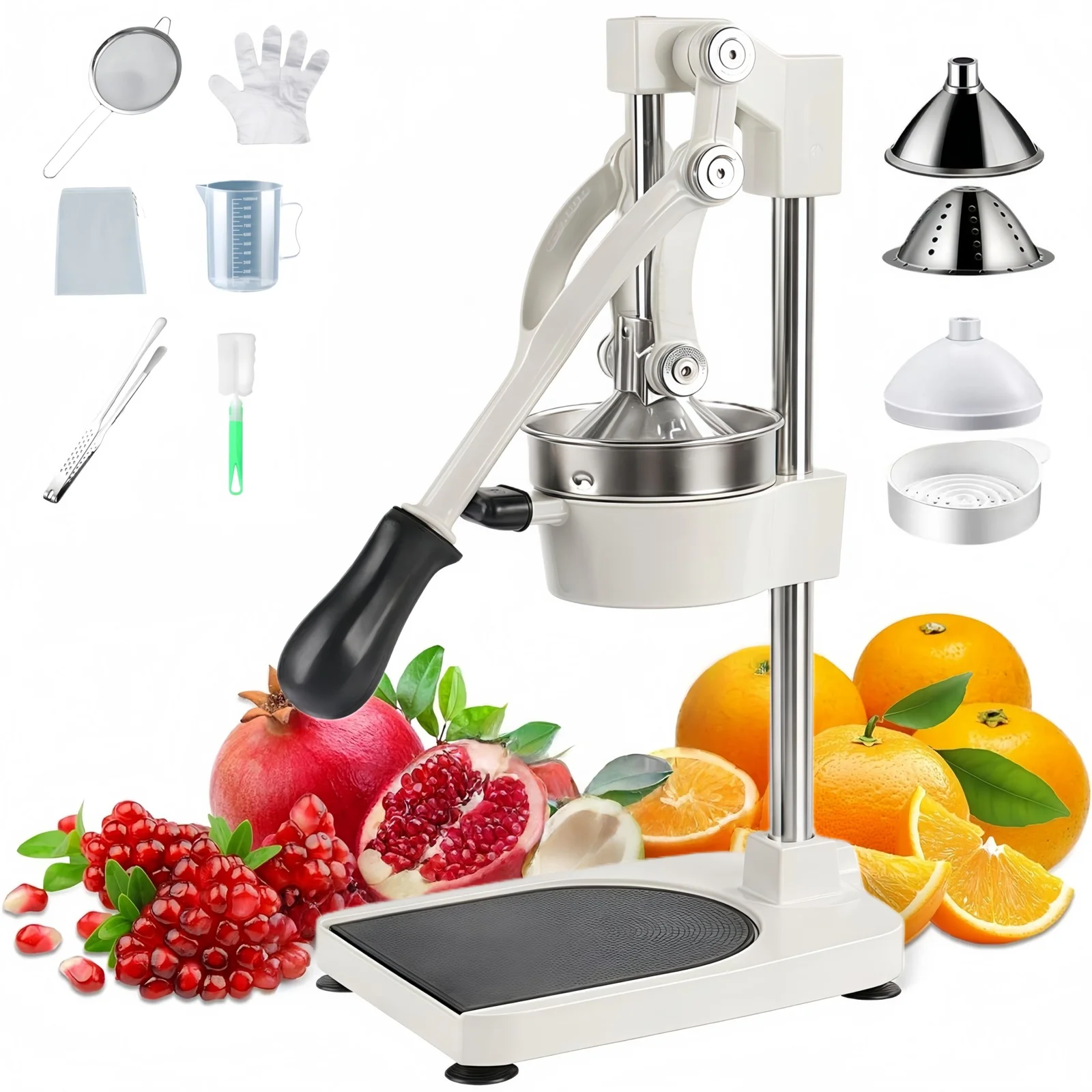 Manual Citrus Juicer Cast-Iron Handheld Press with Dual Press Head