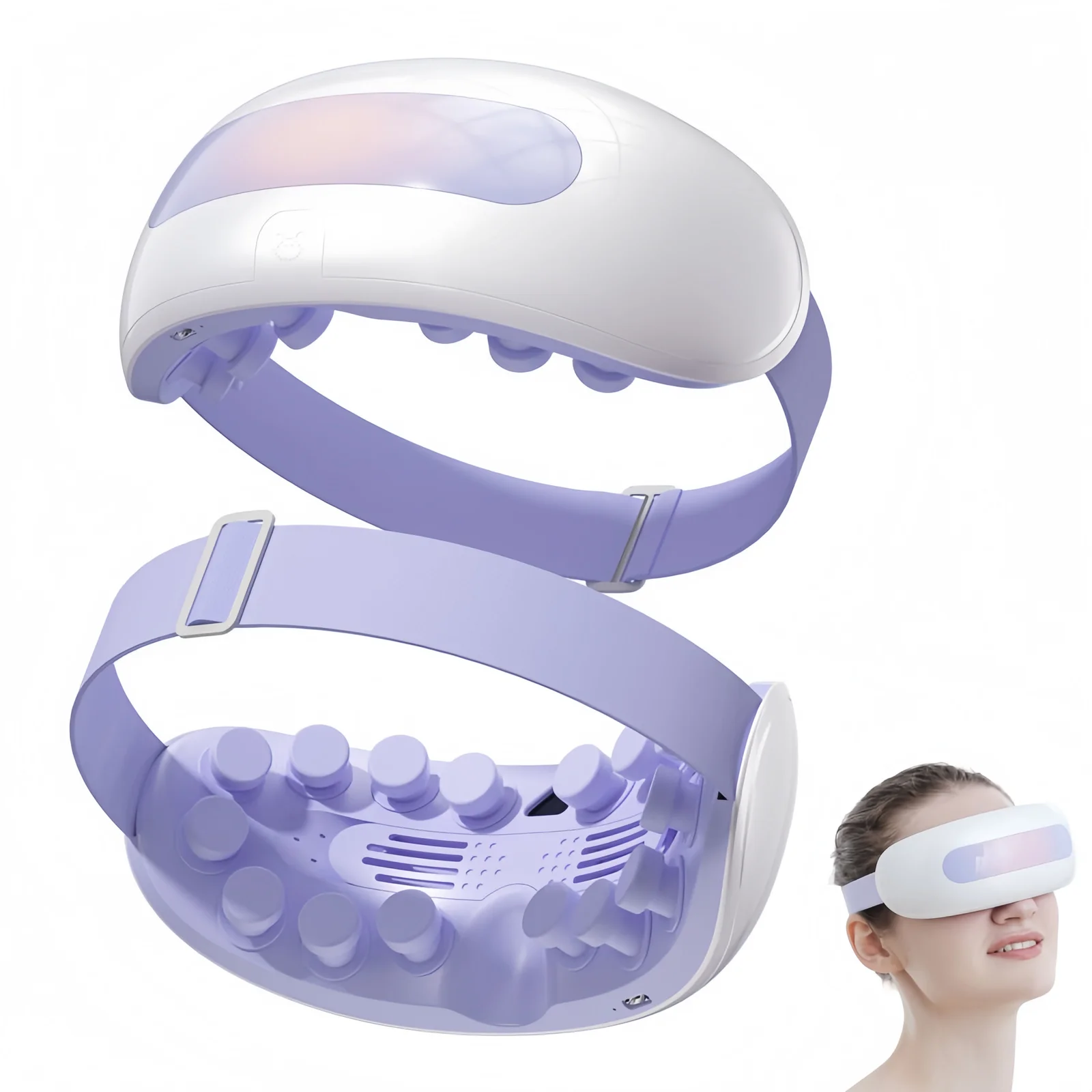 Eye Massager with Nano Mist Moisturising, Dry Eyes, Dark Circles, Heated Eye Mask with 8 Acupoint Massage, Rechargeable Bluetooth Music Eye Care Device for Relaxation Improve Sleeping