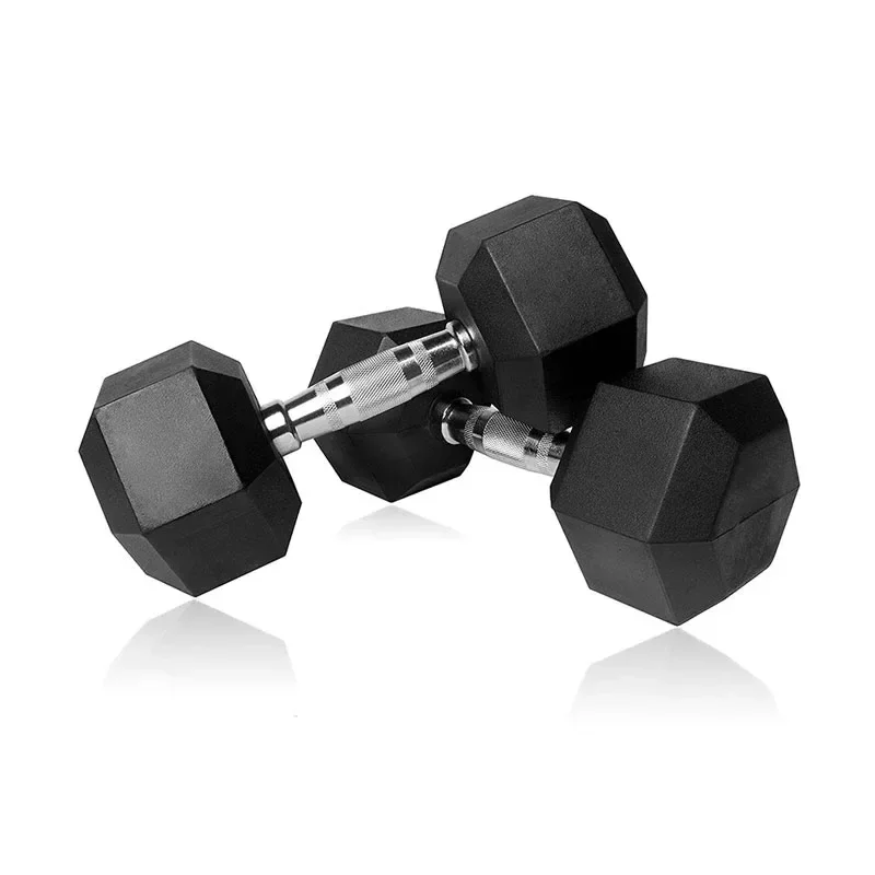 Pair of 50kg Rubber Hex Dumbbells