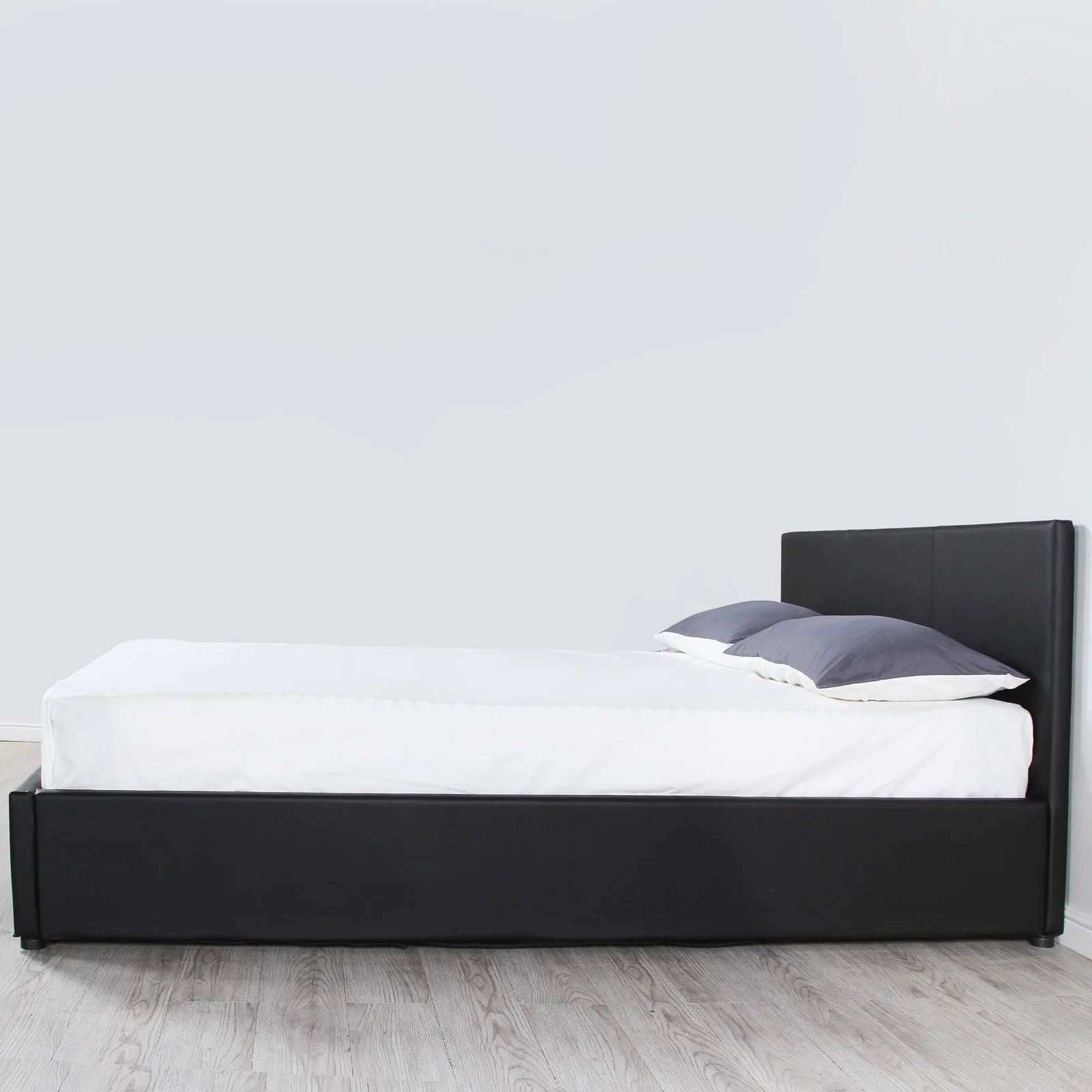 Milano Luxury Gas Lift Bed Frame And Headboard Double Queen King Black Dark Grey - Double - Black