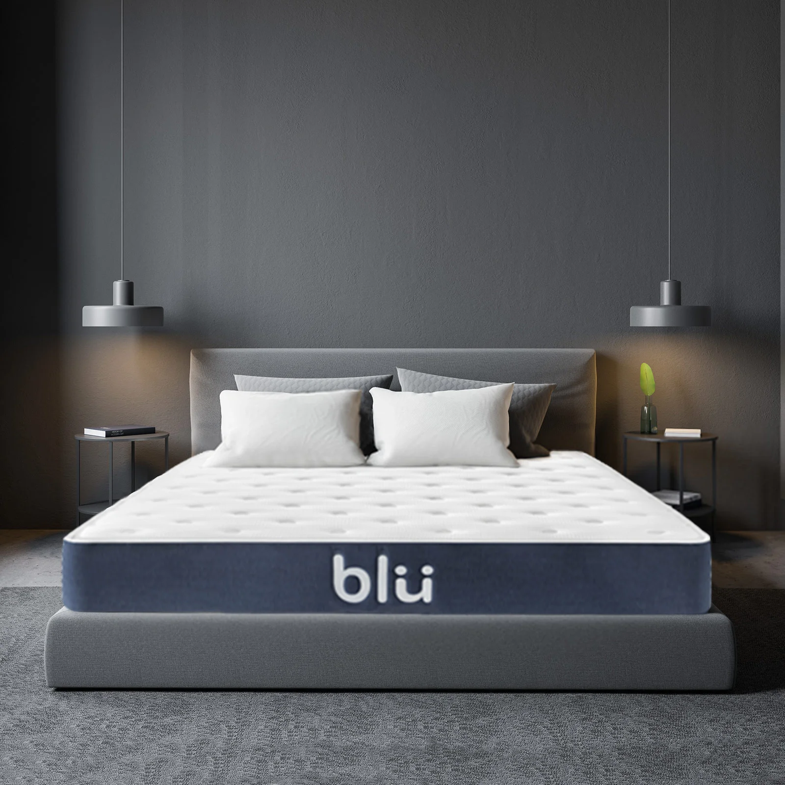 Milano Blu Mattress Hybrid Memory Foam Bonnell Spring Design Medium Firm 23cm - King - White Blue