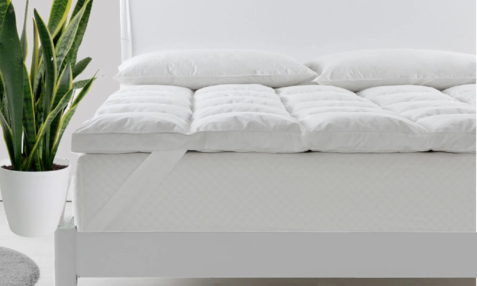 Royal Comfort Duck Feather and Down Mattress Topper 1800GSM Pillowtop Underlay - King Single - White
