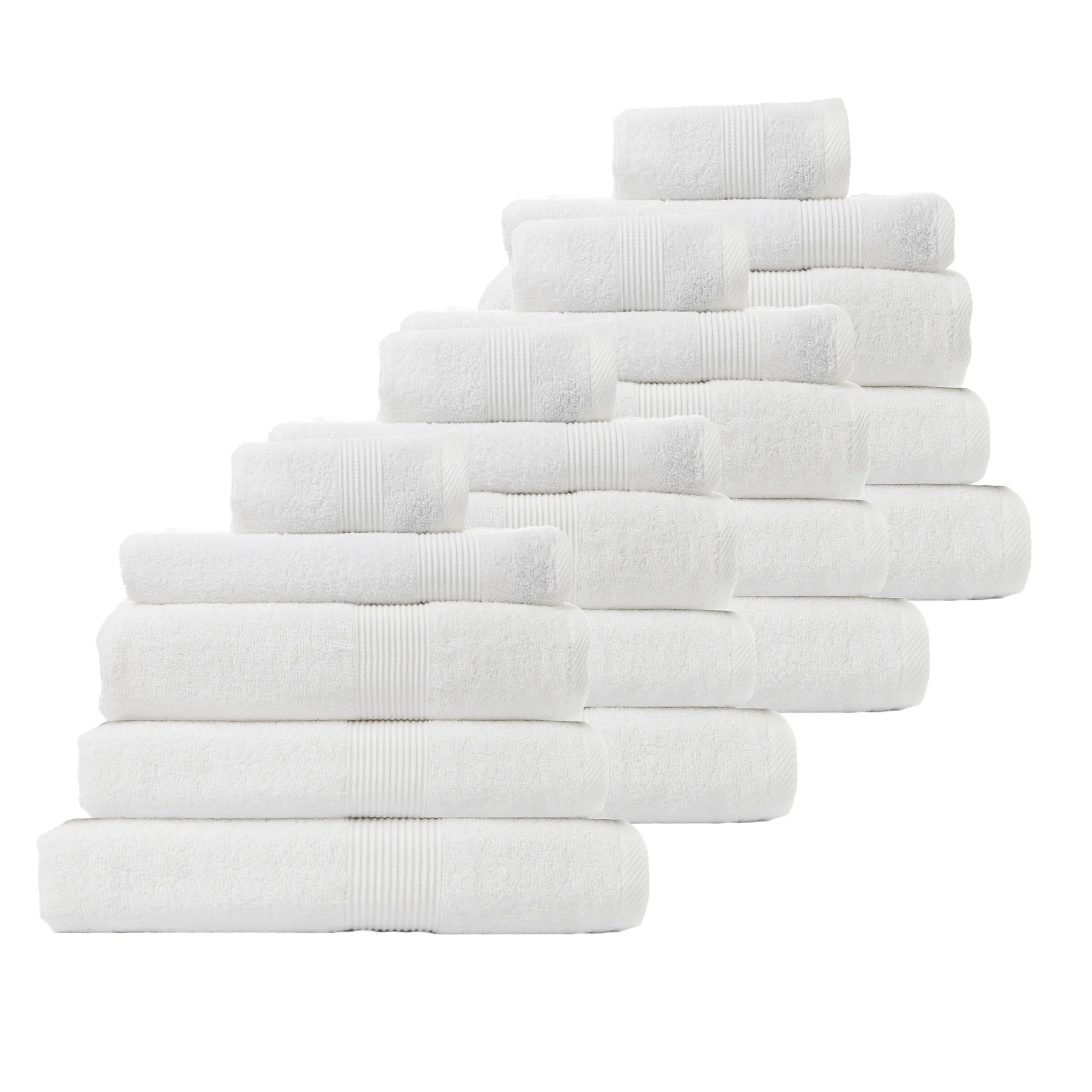 Royal Comfort 20 Piece Cotton Bamboo Towel Bundle Set 450GSM Luxurious Absorbent - White