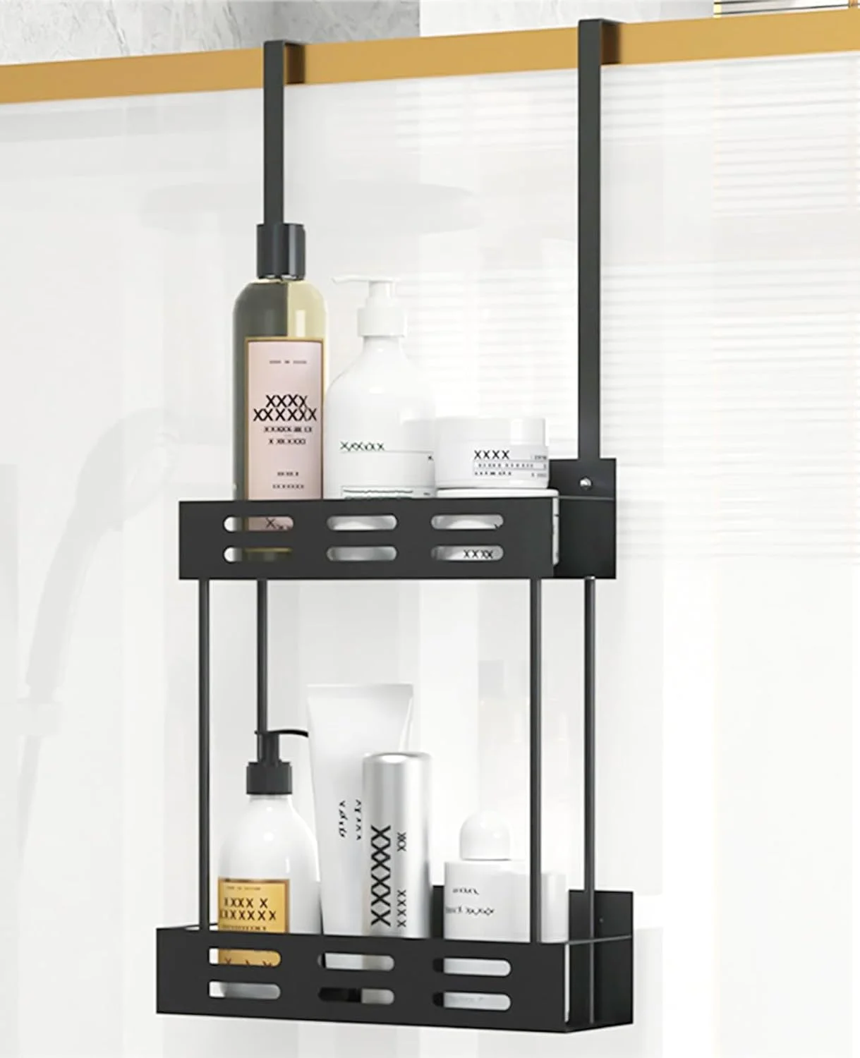 CARLA HOME Over the Door 2-tier Shower Caddy Organizer Shelf with Hooks for Bathroom