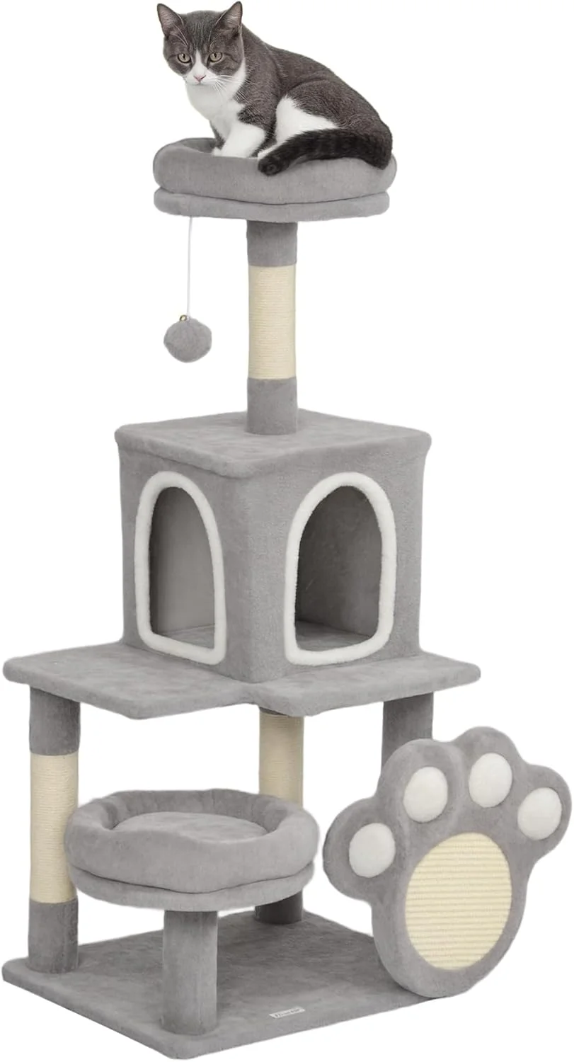 CARLA HOME Large Cat Tree Tower for Indoor Cats with Plush Perch, Cat Condo, Natural Sisal Scratching Posts, Hanging Ball & Paw Scratcher