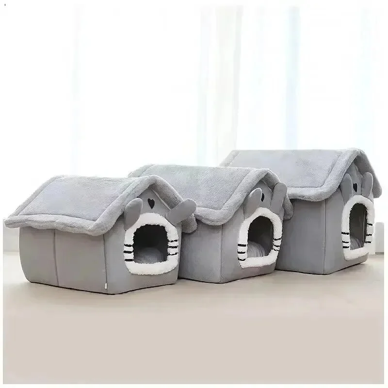 Soft Indoor Dog House & Bed - Washable Grey
