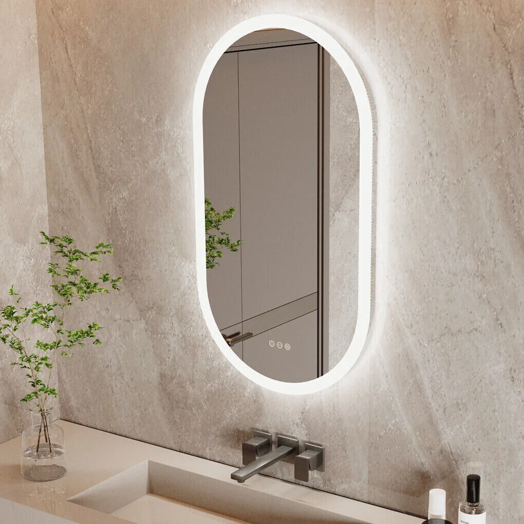 1000x500mm LED Bathroom Mirror Oval Anti-Fog Dimmable Wall Mount