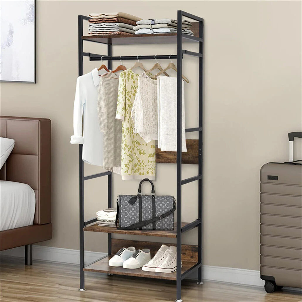 Metal Garment Rack Coat Stand MDF & Iron Organizer