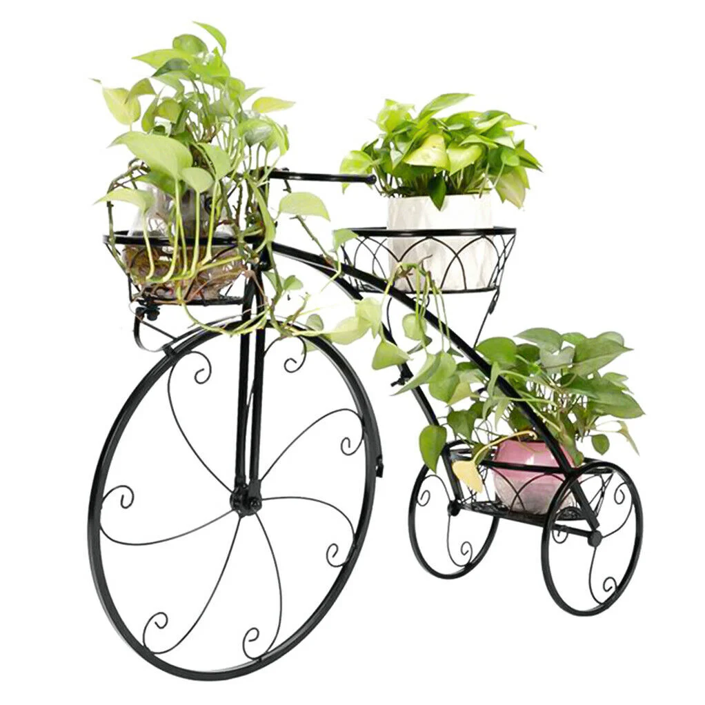 3-Tier Iron Bicycle Plant Stand Rack Tricycle Planter