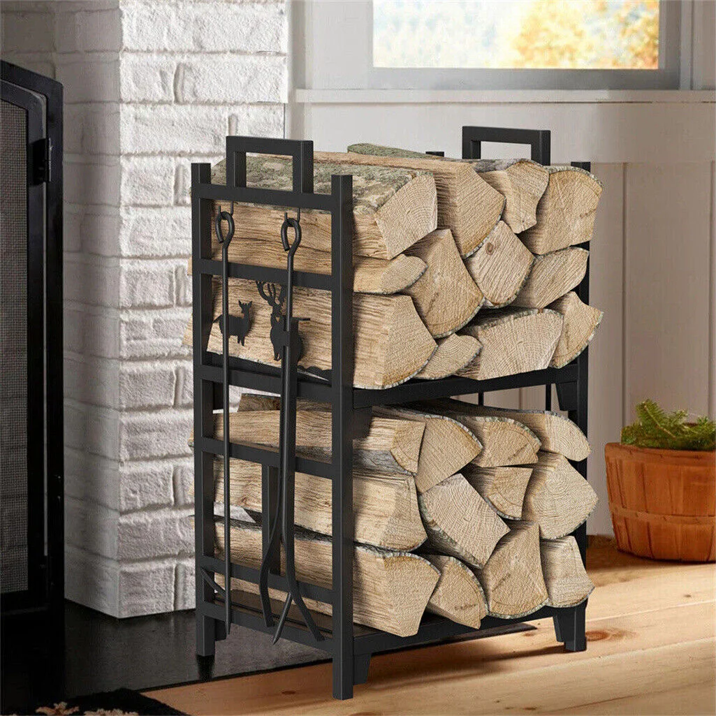 Iron Log Holder Indoor Heavy Duty Firewood Rack 180kg
