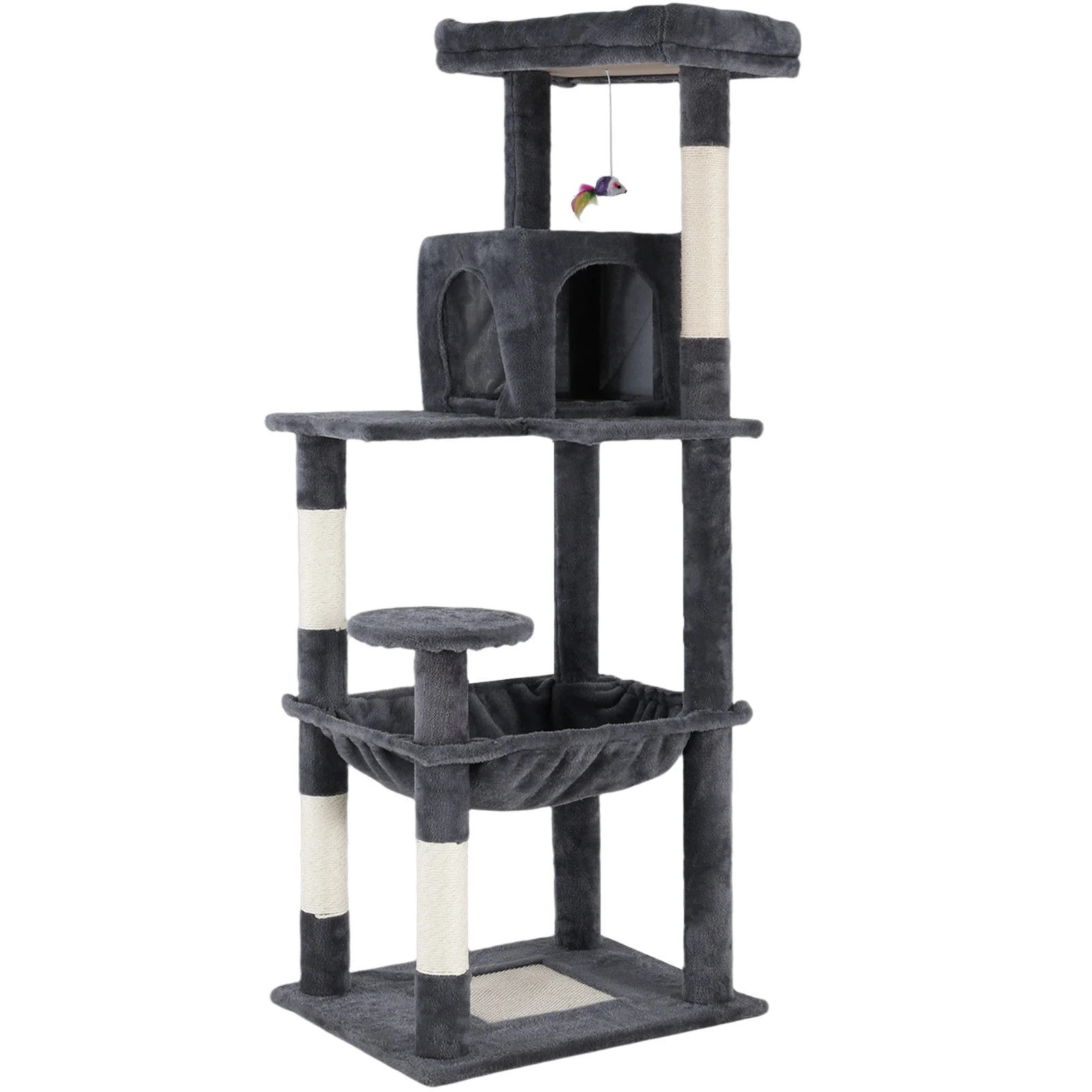 Cat Tower Tree Condo Scratching Post Dark Grey 142cm 