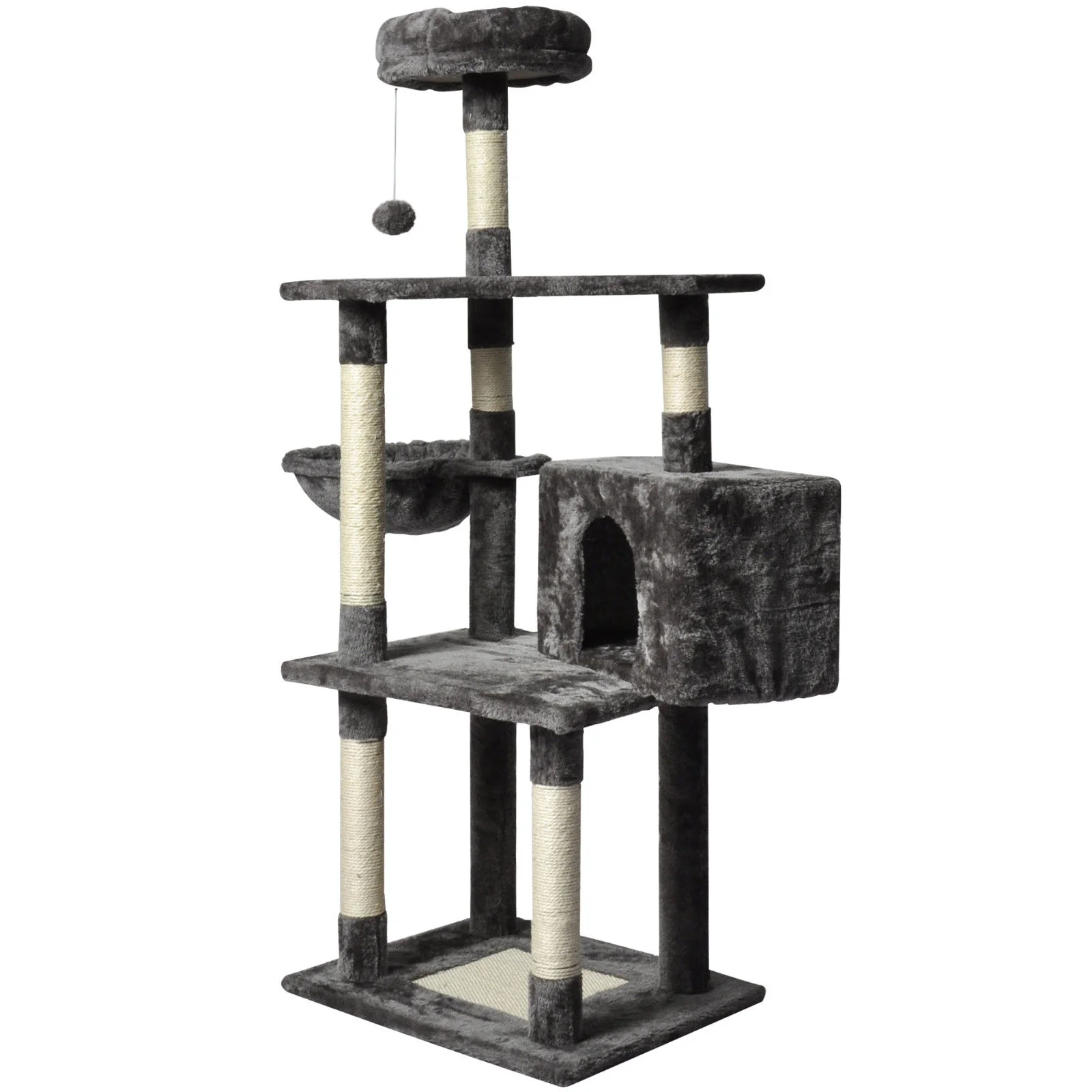 Large Grey Cat Tree Tower Condo with Scratching Post Bed