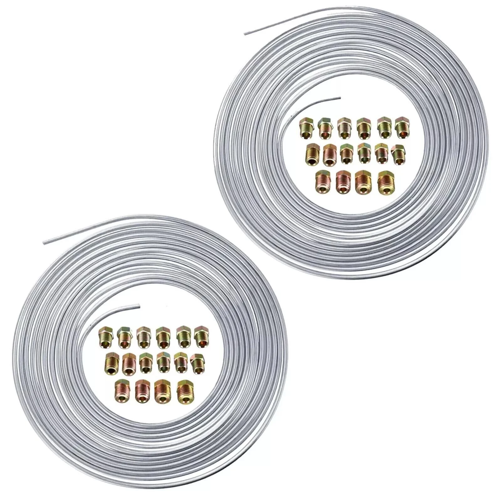 25Ft 3/16'' OD Steel Zinc Brake Line Tubing Kit 150MPa +32 Fittings