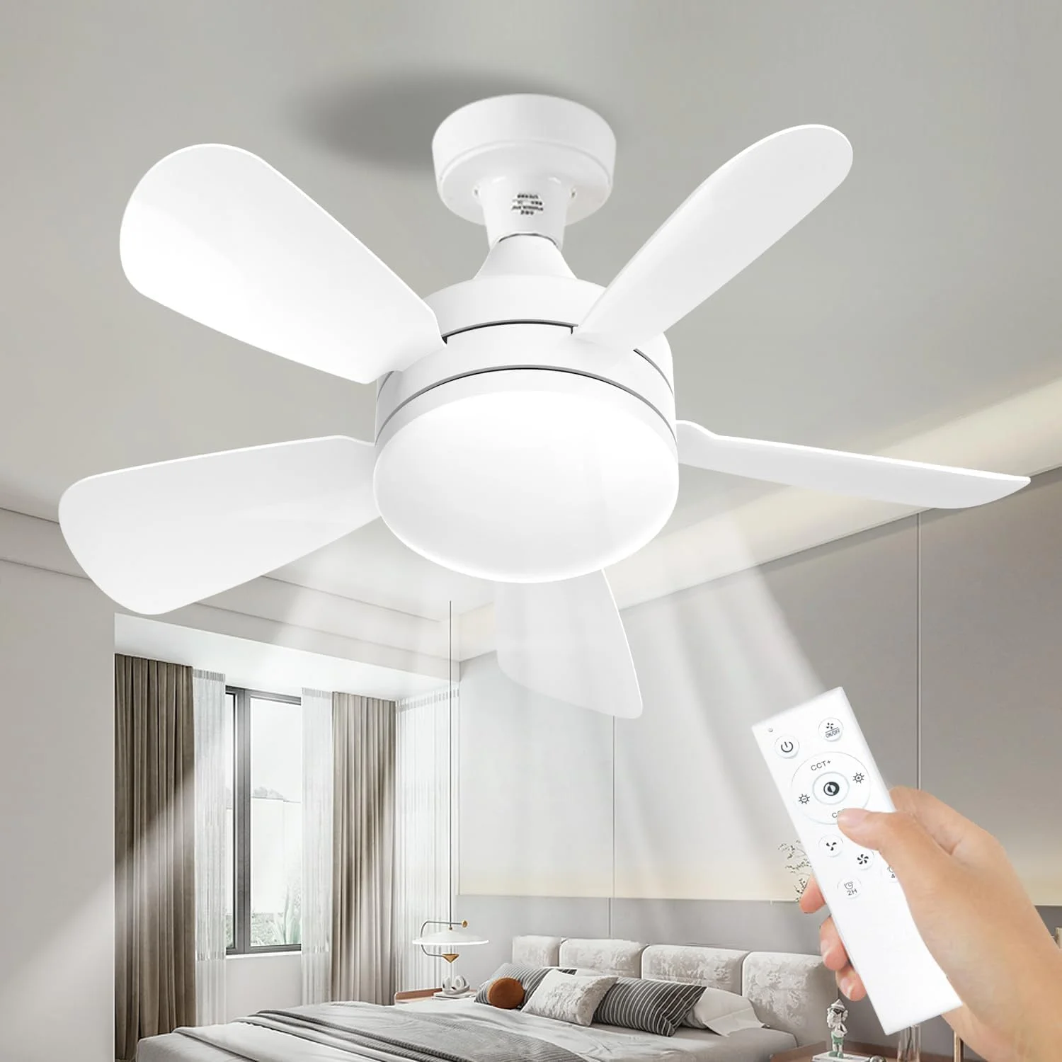 16.5 Ceiling Fan with LED Light 3-Speed Remote Control