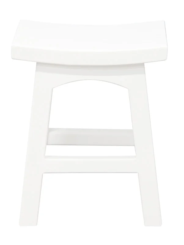 Tokyo Solid Mahogan Timber Footstool (White)