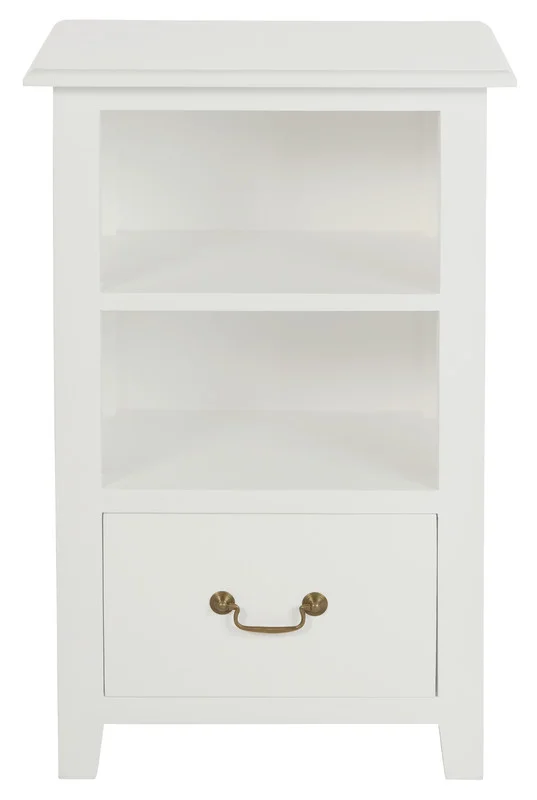 Tasmania 1 Drawer Solid Mahogany Timber Lamp Table (White)