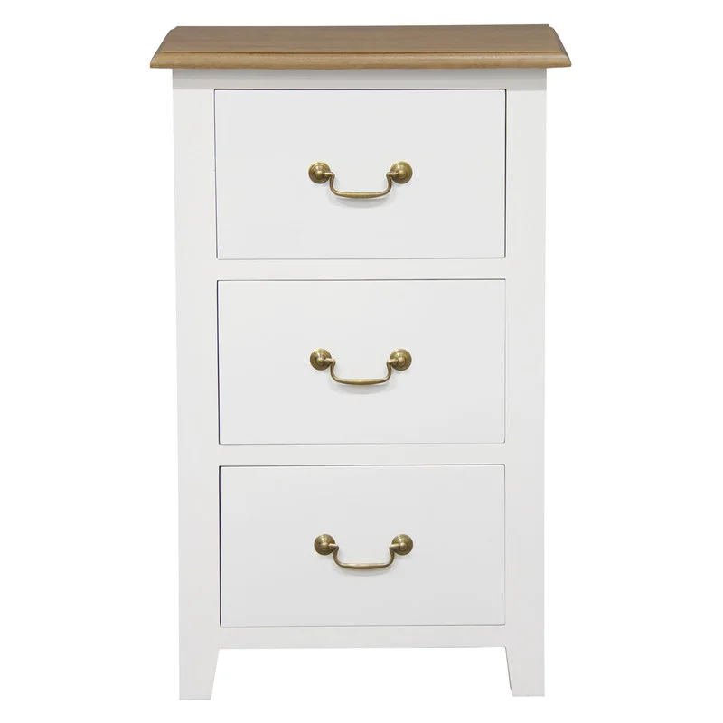 Tasmania 3 Drawer Lamp Table (White Caramel)