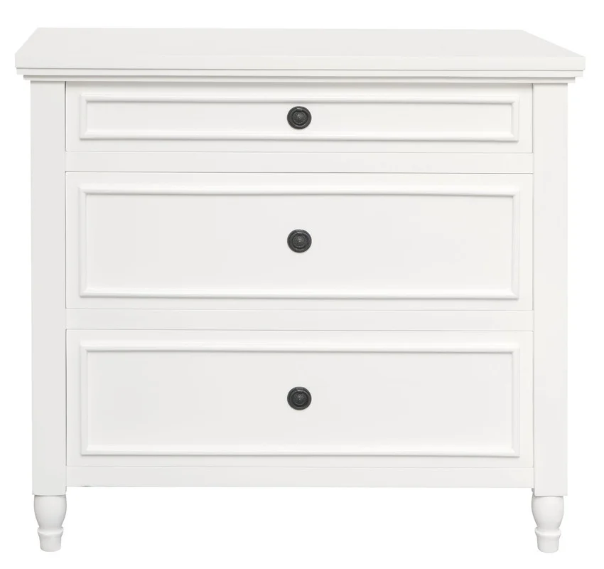 Beau 3 Drawer Solid White Cedar Turn Leg Dresser (White)