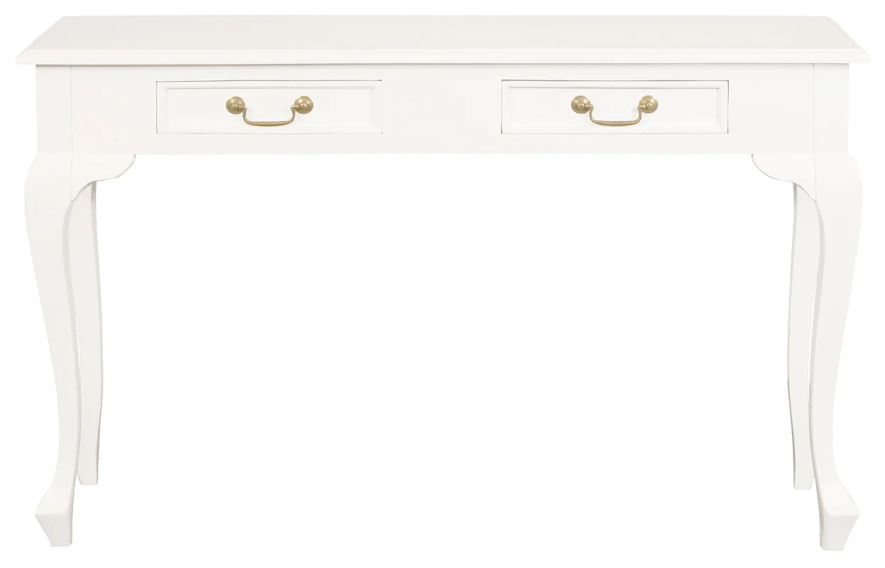 Queen Ann 2 Drawer Sofa Table (White)
