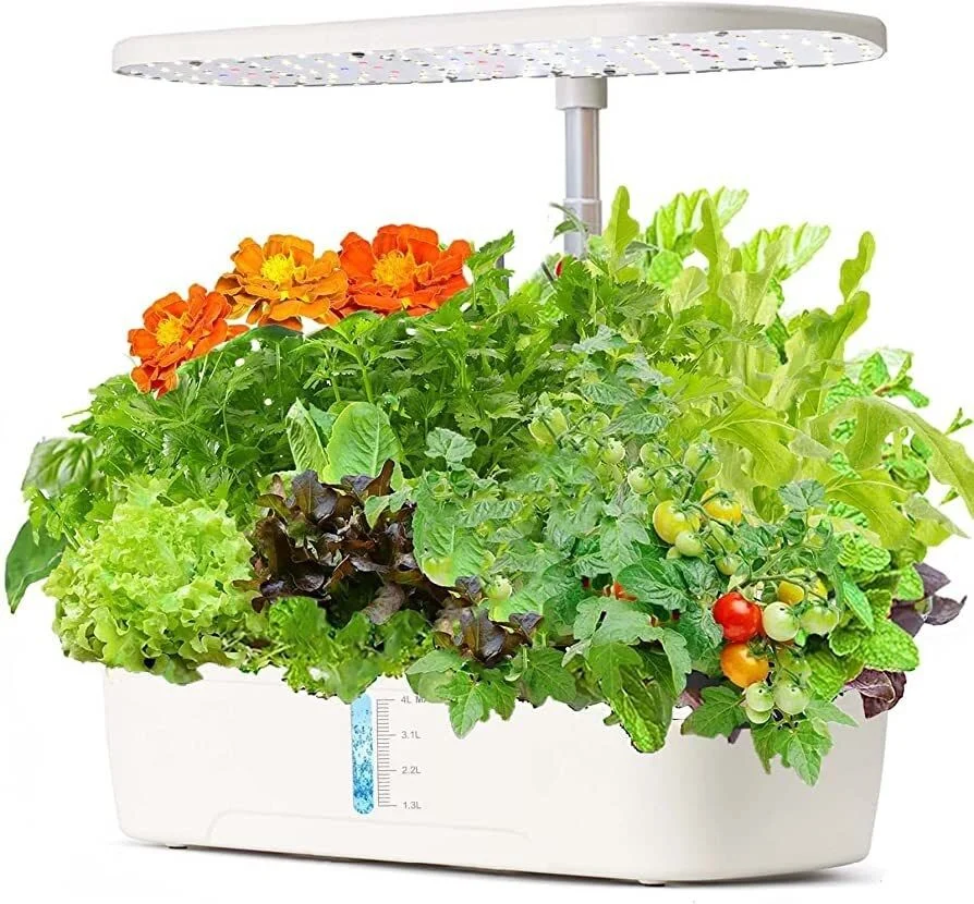 Hydroponics Plant Growing System 12 Pods Indoor Herb Garden Kit Led Light 4L WHITE